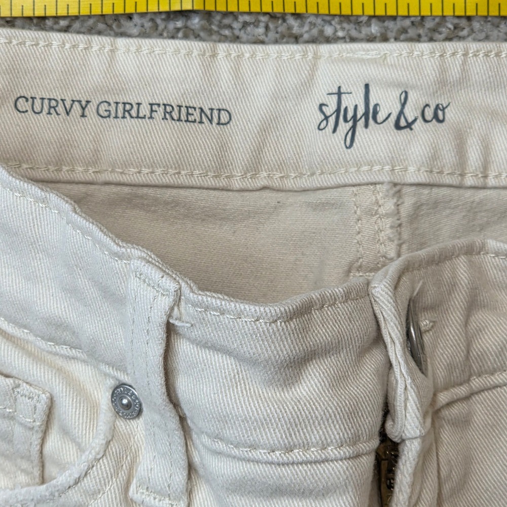 Style & Co Curvy Girlfriend Jeans Cream Off White Size 8 Stretch Denim Pants
459 - Picture 2 of 6